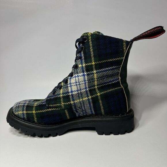 Vintage London Underground Combat Boots Chunky Tartar Leather Green Size UK 5 - Picture 13 of 16